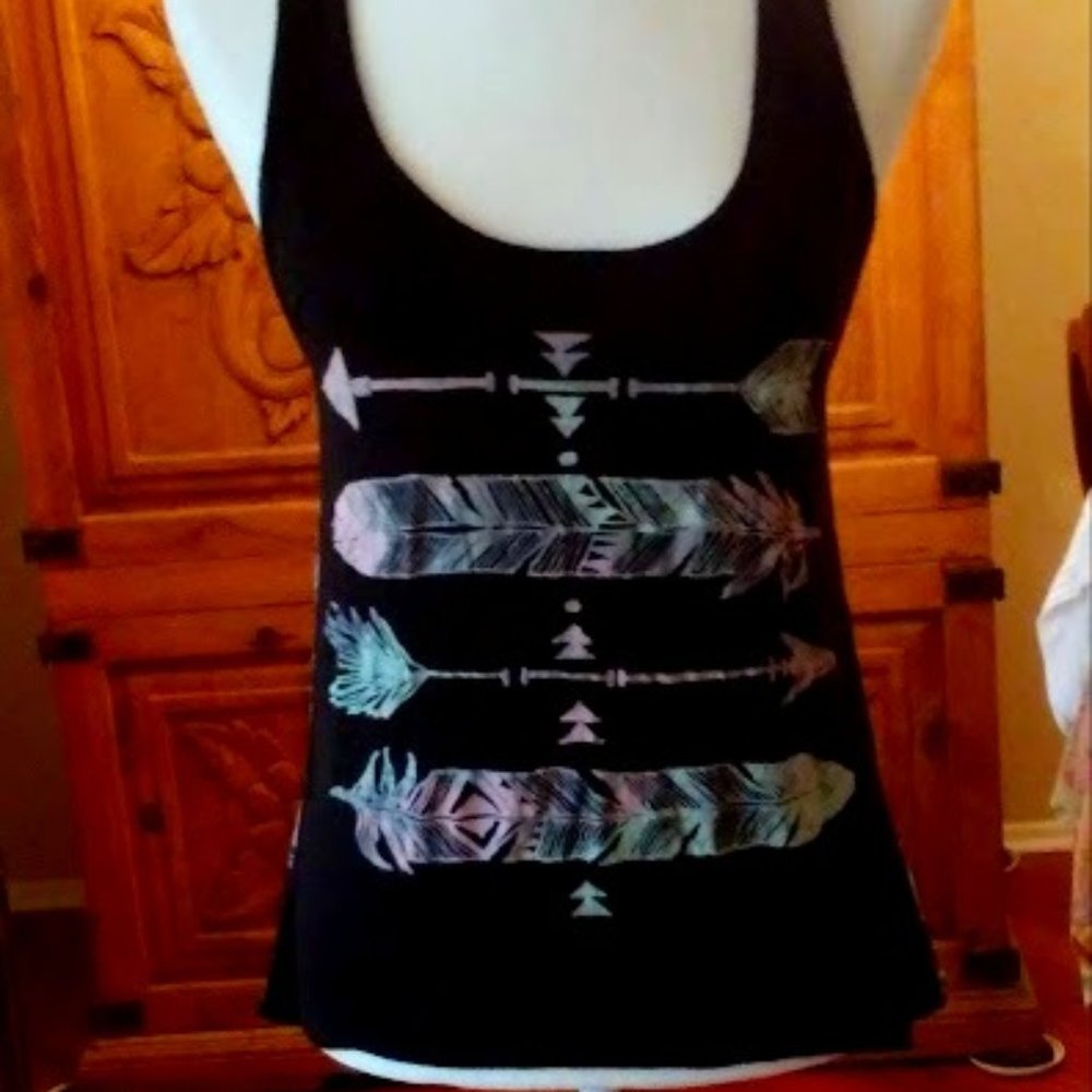 Workshop Pullover Sleeveless Arrows and Floral Design Tank Top Size S